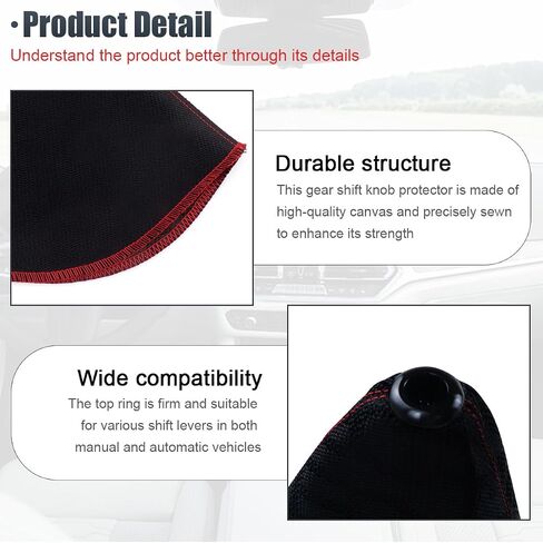 Car Shift Boot Cover, Fabric Manual Automatic Car Shift Lever Knob Cover, Dustproof Auto Shifter Knob Sleeve Protector, Universal Auto Gear Gaiter Covers Accessories for Most Cars (Black) in Saudi Arabia
