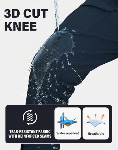 Pioneer Camp Men's Waterproof Cargo Hiking Pants Fleece Lined Outdoor Softshell Snow Ski Insulated Winter Pants for Work in Kuwait