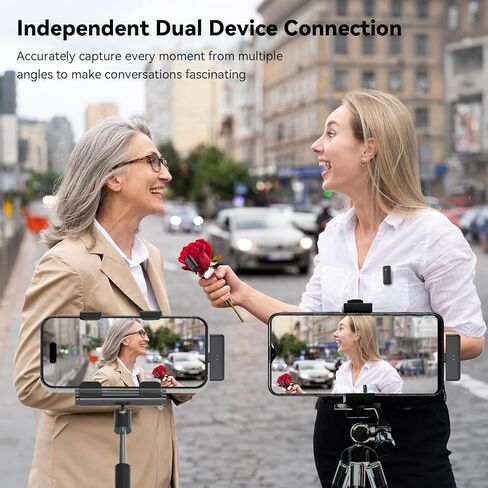 LEVN Wireless Lavalier Microphone, Microphone for iPhone (2 TX + 2 RX + Charging Case), Mini Mic with Noise Cancellation, 20H Battery, 200ft, Wireless Microphone for iPhone 15/14/13/12, Android in Kuwait