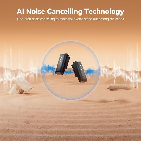 LEVN Wireless Lavalier Microphone, Microphone for iPhone (2 TX + 2 RX + Charging Case), Mini Mic with Noise Cancellation, 20H Battery, 200ft, Wireless Microphone for iPhone 15/14/13/12, Android in Kuwait