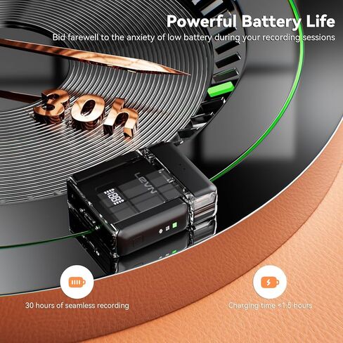 LEVN Wireless Lavalier Microphone, Microphone for iPhone (2 TX + 2 RX + Charging Case), Mini Mic with Noise Cancellation, 20H Battery, 200ft, Wireless Microphone for iPhone 15/14/13/12, Android in Kuwait