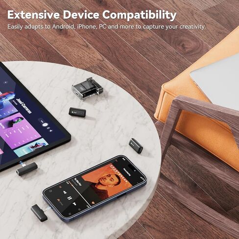 LEVN Wireless Lavalier Microphone, Microphone for iPhone (2 TX + 2 RX + Charging Case), Mini Mic with Noise Cancellation, 20H Battery, 200ft, Wireless Microphone for iPhone 15/14/13/12, Android in Kuwait