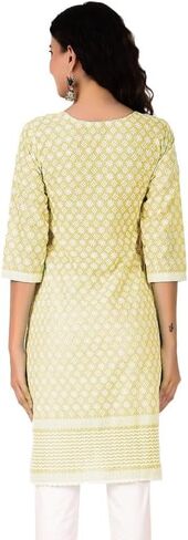 Ladyline 100% قطن Chikankari مطرز تونيك كورتي توب لكناوي رقبة دائرية 3/4 كم كورتا in Saudi Arabia