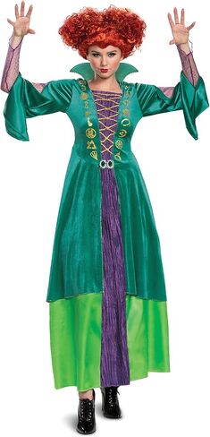 Disguise womens Winifred Sanderson Costume, Deluxe Official Disney Hocus Pocus Costume Winnie Dress in Saudi Arabia