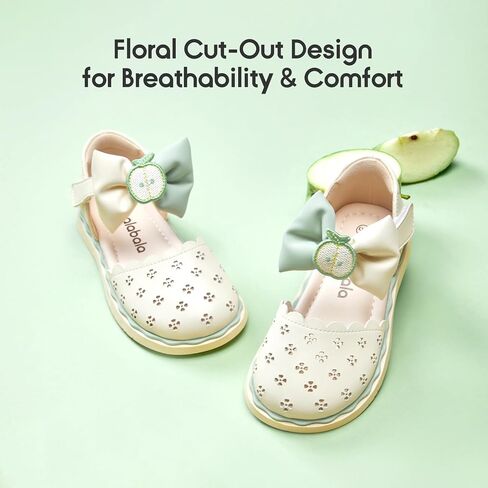 Balabala Girl Flats Sandals Princess Dress Shoes Sparkle Bow Shells Girls Shoes for Prom Party Wedding Toddler Little Kid Hook and Loop in Kuwait