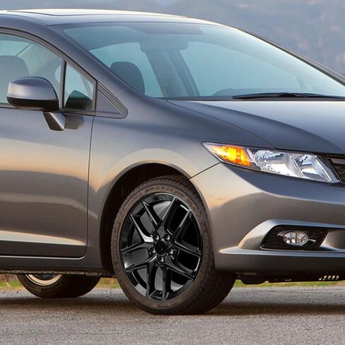 عجلة معدنية جديدة مقاس 18 بوصة مقاس 18 × 8 لسيارة Honda civic 2016 2017 2018 2019 2020 2021 2022 2023 2024 مجموعة حافة بديلة بتصميم OEM أسود من 4 in Kuwait