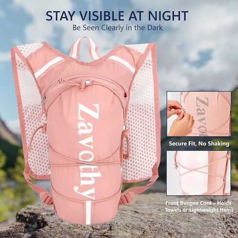 Zavothy Hydration Backpack with 1.5L Water Bladder, Lightweight Water Backpack for Women, Hydration Pack with Rain Cover for Running Hiking Cycling Festival, Reflective Bounce-Free Fit in Kuwait
