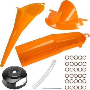 Oil Change Kit Compatible with Harley, Oil Filter Cap Wrench, Crankcase Fill Funnel, Primary Case Oil Funnel, Drip Free Oil Filter Case, Transparent Tube, Oil Drain Plug and O-Rings Include in Kuwait