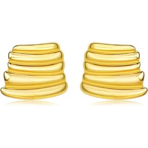 Chunky Gold Earrings for Women 18K Gold Plated Statement Earrings Trendy Minimalist Large Chunky Gold Studs Earrings in Saudi Arabia