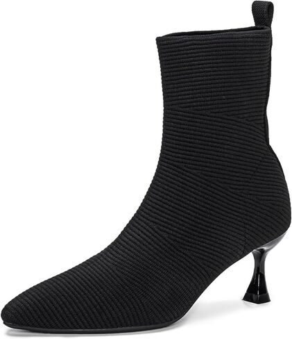 YEOJOU Ankle Boots for Women Low Heel Sock Booties Knit Pointed Toe Women's Winter Boots Sock Boots Fall Shoes in Kuwait