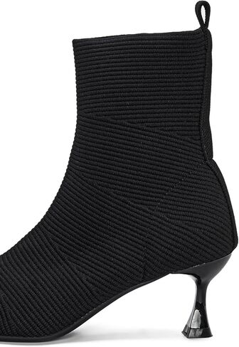 YEOJOU Ankle Boots for Women Low Heel Sock Booties Knit Pointed Toe Women's Winter Boots Sock Boots Fall Shoes in Kuwait