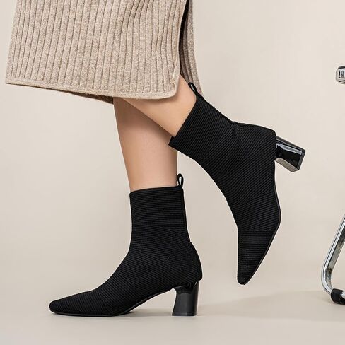 YEOJOU Sock Women's Ankle Boots & Booties Low Heel Comfortable Knit Shoes Fall Winter in Saudi Arabia