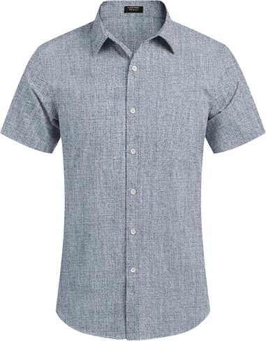 COOFANDY Men's Casual Button Down Shirts Short Sleeve Linen Shirts Summer Beach Dress Shirt in Saudi Arabia