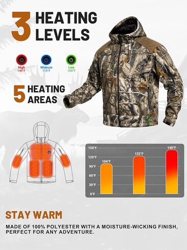 ANTARCTICA GEAR Heated Hunting Jacket for Men with 12V 15000mAh Battery Pack, Hoodie Winter Heated Work Jacket in Saudi Arabia