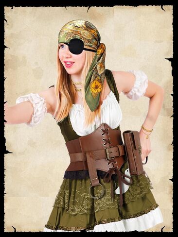 9 Pcs Pirate Costume Accessories Women Head Scarf Corset Belt Pouch in Saudi Arabia