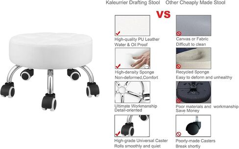 Kaleurrier Low Height Rolling Stool - Heavy Duty Short Stool Chair with Wheels Low to Ground - Small Roller Seat Stools for Home Office Kitchen Repair Shop Pedicure Garage Library Studio Black in Kuwait