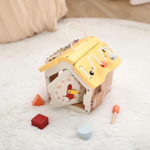 دعونا نصنع مكعب نشاط خشبي 10 في 1 ألعاب مونتيسوري متعددة الوظائف ألعاب تعليمية منزلية مكعب نشاط التعلم الحسي للأطفال الصغار هدية عيد الميلاد الأول in Kuwait