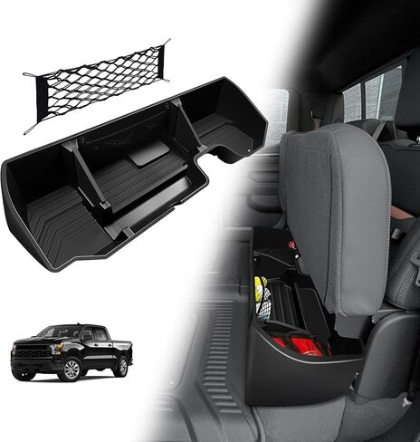 Under Seat Storage Box for 2019-2025 Chevy Silverado 1500&2500 3500HD(2020-2025) Accessories Crew Cab (No for Rear with Kicker Subwoofer) Detachable Custom Fit Rear Underseat Organizer in Kuwait