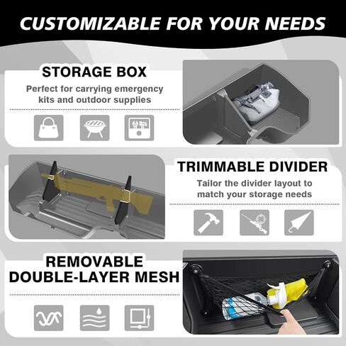 Under Seat Storage Box for 2019-2025 Chevy Silverado 1500&2500 3500HD(2020-2025) Accessories Crew Cab (No for Rear with Kicker Subwoofer) Detachable Custom Fit Rear Underseat Organizer in Kuwait