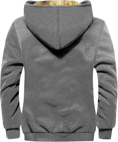 Fleece Jacket Men Winter Coats Sherpa Lined Hooded Warm Zip Up Hoodie Casual Cozy Fuzzy Wool Coats With Pockets in Saudi Arabia