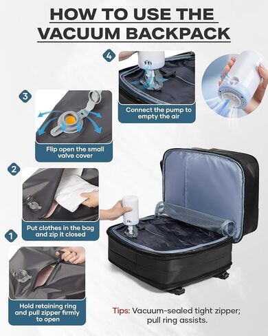 wepadre فراغ حقيبة الظهر السفر مع مضخة حقيبة سفر قابلة للتوسيع مع نظام فراغ Vacpack حقائب ضغط الظهر سهلة Vac Pack حمل الأمتعة in Kuwait
