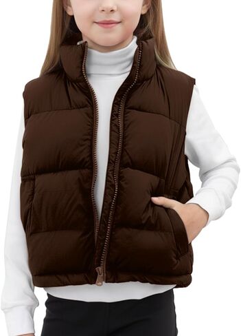 Noomelfish Girls Puffer Vest Kids Winter Warm Quilted Padded Outerwear Sleeveless Jacket Coat (5-12 Years) in Saudi Arabia