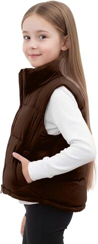 Noomelfish Girls Puffer Vest Kids Winter Warm Quilted Padded Outerwear Sleeveless Jacket Coat (5-12 Years) in Saudi Arabia