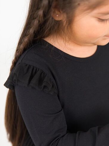 فستان RuffleButts للفتيات من التول بأكمام طويلة in Saudi Arabia