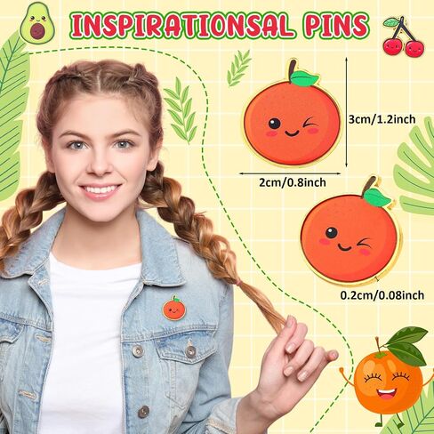 Sureio 24 Sets Employee Appreciation Gifts Positive Fruit Enamel Pins with Inspirational Affirmation Cards Organza Bags Motivational Cute Funny Fruit Brooches Thank You Gifts for Employee Coworker in Saudi Arabia