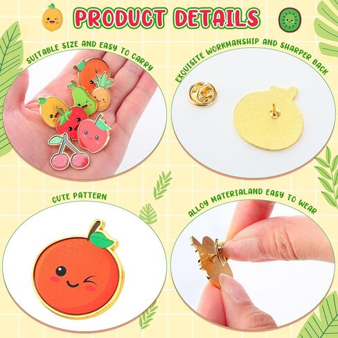 Sureio 24 Sets Employee Appreciation Gifts Positive Fruit Enamel Pins with Inspirational Affirmation Cards Organza Bags Motivational Cute Funny Fruit Brooches Thank You Gifts for Employee Coworker in Saudi Arabia