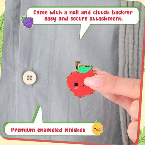 Sureio 24 Sets Employee Appreciation Gifts Positive Fruit Enamel Pins with Inspirational Affirmation Cards Organza Bags Motivational Cute Funny Fruit Brooches Thank You Gifts for Employee Coworker in Saudi Arabia