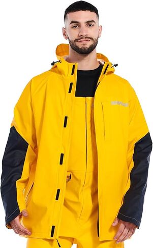 Caterpillar Men Longshore Waterproof Rain Jackets Featuring Welded Seams, Reinforced Forearms, and Zip Hand Pockets in Saudi Arabia
