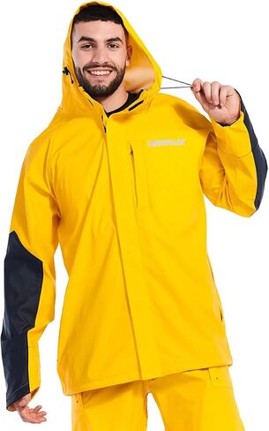 Caterpillar Men Longshore Waterproof Rain Jackets Featuring Welded Seams, Reinforced Forearms, and Zip Hand Pockets in Saudi Arabia