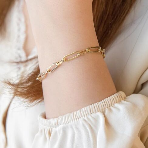 JewelryWeb سوار من الذهب الأصفر عيار 10 قيراط بعرض 4.5 ملم بعرض مشبك ورق - 7.5 بوصة - سوار ساحر للنساء - هدية للأم - سوار قابل للتكديس in Saudi Arabia