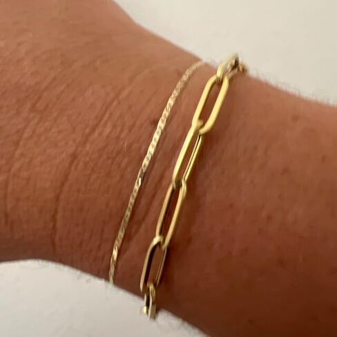 JewelryWeb سوار من الذهب الأصفر عيار 10 قيراط بعرض 4.5 ملم بعرض مشبك ورق - 7.5 بوصة - سوار ساحر للنساء - هدية للأم - سوار قابل للتكديس in Saudi Arabia