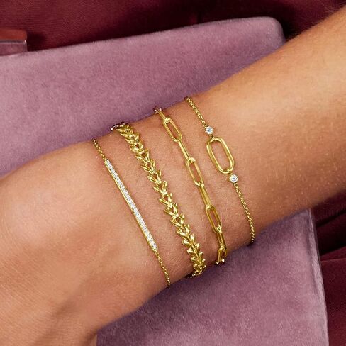 JewelryWeb سوار من الذهب الأصفر عيار 10 قيراط بعرض 4.5 ملم بعرض مشبك ورق - 7.5 بوصة - سوار ساحر للنساء - هدية للأم - سوار قابل للتكديس in Saudi Arabia