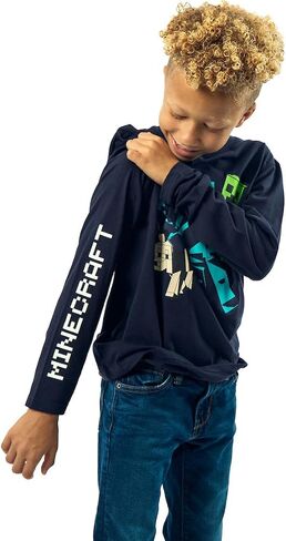 Minecraft Action Shots Youth 2-Pack Crew Neck Long Sleeve and Short Sleeve Tee in Saudi Arabia