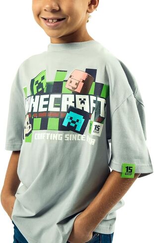 Minecraft Action Shots Youth 2-Pack Crew Neck Long Sleeve and Short Sleeve Tee in Saudi Arabia