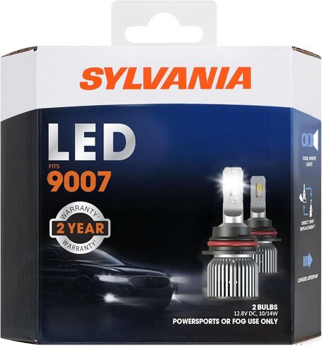SYLVANIA 9007 LED - مصابيح الضباب للسيارات والشاحنات - المصابيح الأمامية للرياضات على الطرق الوعرة - ضوء LED أبيض بارد 6000 كيلو - مصابيح طويلة الأمد - بدون قطبية - ترقية DIY in Saudi Arabia