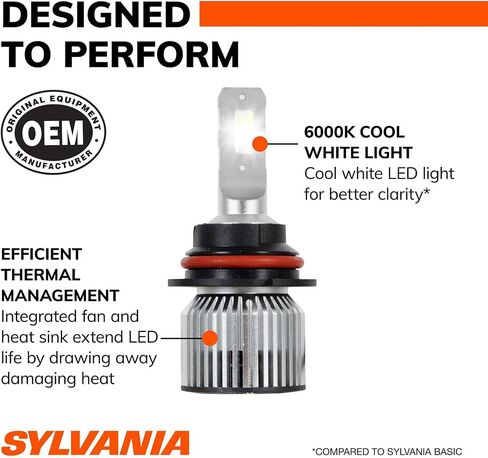 SYLVANIA 9007 LED - مصابيح الضباب للسيارات والشاحنات - المصابيح الأمامية للرياضات على الطرق الوعرة - ضوء LED أبيض بارد 6000 كيلو - مصابيح طويلة الأمد - بدون قطبية - ترقية DIY in Saudi Arabia
