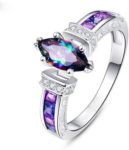 1pc Colorful Oval Zircon Ring Unique Design for Women Perfect for Dating Parties Personalized Gifts Elegant Jewelry in Saudi Arabia