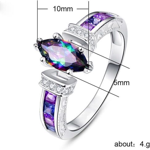 1pc Colorful Oval Zircon Ring Unique Design for Women Perfect for Dating Parties Personalized Gifts Elegant Jewelry in Saudi Arabia