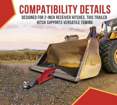 Mytee Products Clamp On Trailer Hitch for Tractor Bucket - 2" Ball Hitch Receiver - Tractor Mount Adapter Compatible with Deere Bobcat Tractor Bucket in Saudi Arabia
