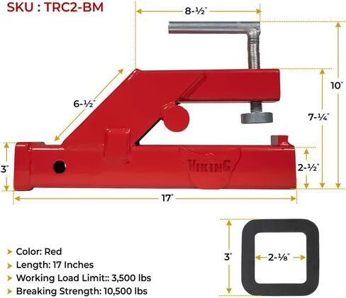 Mytee Products Clamp On Trailer Hitch for Tractor Bucket - 2" Ball Hitch Receiver - Tractor Mount Adapter Compatible with Deere Bobcat Tractor Bucket in Saudi Arabia
