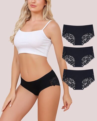 Seamless Underwear for Women Mid Waist Brief Full Coverage No Show Panties Sexy Comfortable Lace Pantie in Saudi Arabia