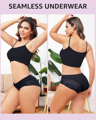 Seamless Underwear for Women Mid Waist Brief Full Coverage No Show Panties Sexy Comfortable Lace Pantie in Saudi Arabia