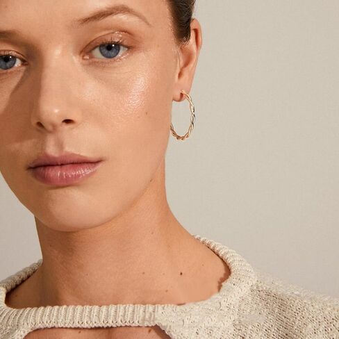 Sterling Silver Hoops Earrings Large Silver Hoop Earrings for Women Hypoallergenic Lightweight Twisted Hoop Earrings 20/30/40/50MM in Saudi Arabia