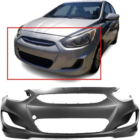غطاء المصد الأمامي من FitParts متوافق مع 2014-2017 Hyundai Accent GL GLS LE L SE Sport Value Edition Sedan Hatchback 14-17. جديد، مزود بفتحات لمصابيح الضباب. HY1000201 2015 2016 865111R010 in Saudi Arabia