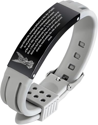 St. Michael Bracelet for Men Women Christ Archangel Jewelry Saint Michael Silicone Wristband Religious Christian Saint Angel Amulet Jewelry Gifts in Saudi Arabia