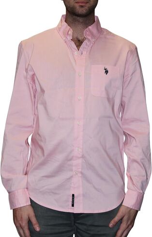 U.S. Polo Assn. Men's Long Sleeve Classic Fit 1 Pocket Solid Stretch Poplin Woven Shirt in Saudi Arabia
